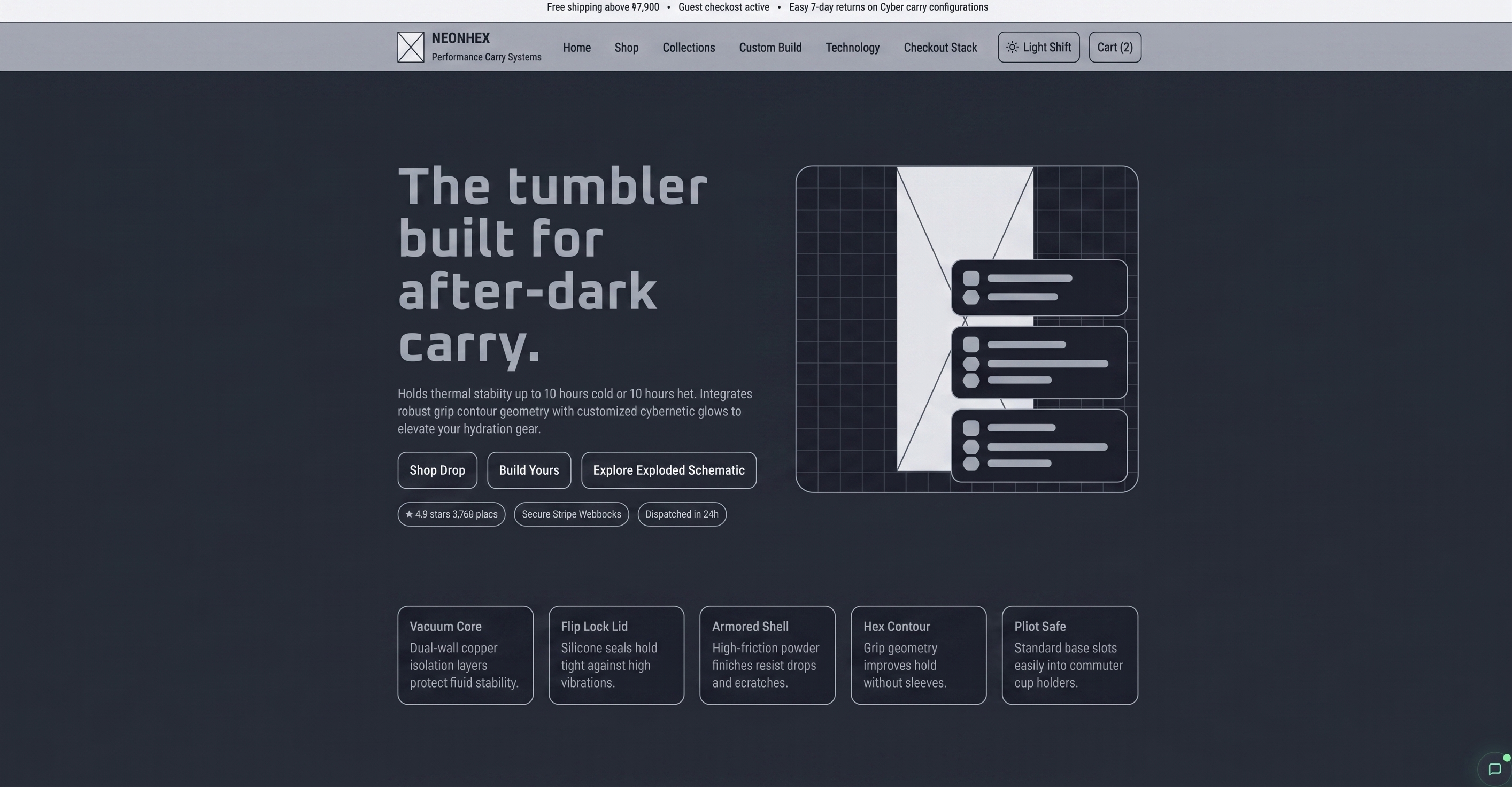 NeonHex Desktop Layout Wireframes